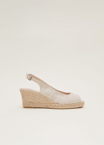 Phase Eight Peeptoe Slingback Espadrilles Heels Metal USA | 4806573-HC